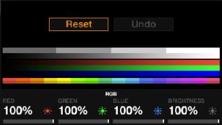 Hardware Reference The Deck Display Settings (RGB) Within the settings, you can adjust the screens' color rendition (saturation of RED, GREEN and BLUE colors), as well as the screen's BRIGHTNESS.