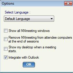 An Outlook message can also be automatically generated when a user chooses to invites attendees to a future or an active meeting.