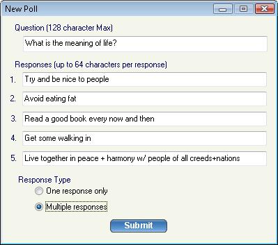 Interface for creating a new Poll After the poll question is created, the host can begin polling the