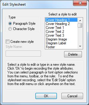 4) Right-click in the text area of the Template Editor and select Edit > Edit Style from the menu: 5) Select the first style you wish to change, for example,
