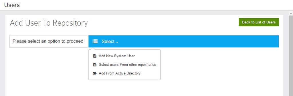 Select Users from other repositories Add