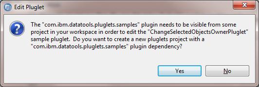 Edit Pluglet If you have never created a pluglets project, you will be presented with this dialog.