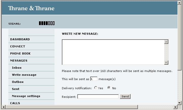 Chapter 4: Using the web interface Handling SMS messages Sending an SMS message Important If the terminal is not online when you attempt to send a message, the message is moved to the Outbox instead
