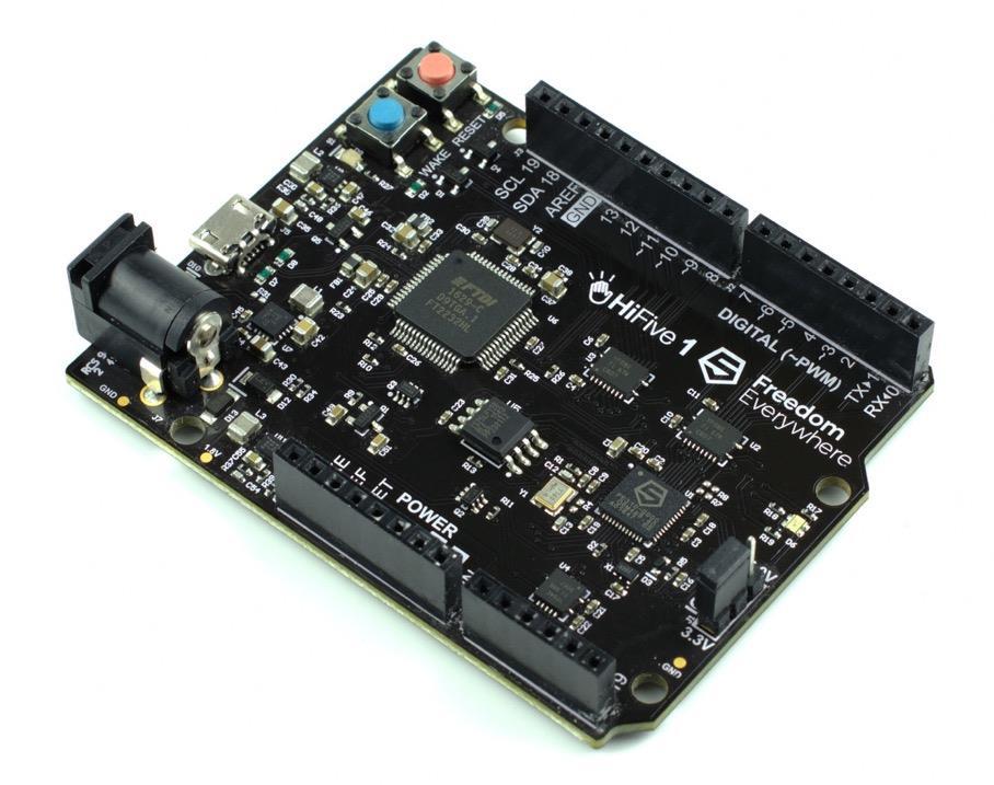 HiFive1: Arduino-Compatible RISC-V Dev Board SiFive FE310-G000 (built in 180nm) Operating Voltage: 3.3 V and 1.8 V Input Voltage: 5 V USB or 7-12 VDC Jack IO Voltages: Both 3.