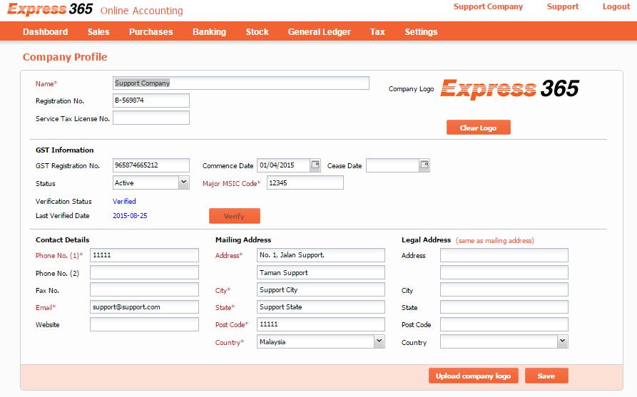4. Company Module. Business Details Every company has its own business details; this page is where you can edit the details which you had created when you first registered.