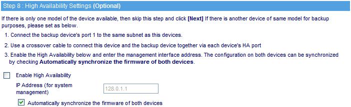 If necessary, select to enable HA feature and configure the IP address of another ES-6000.