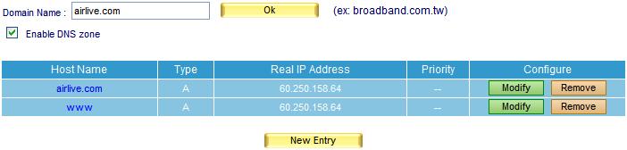 12.2 Example Using ES-6000 to Provide Web Service Step1. DNS Setting Setting: Create DNS entry to define web server address.