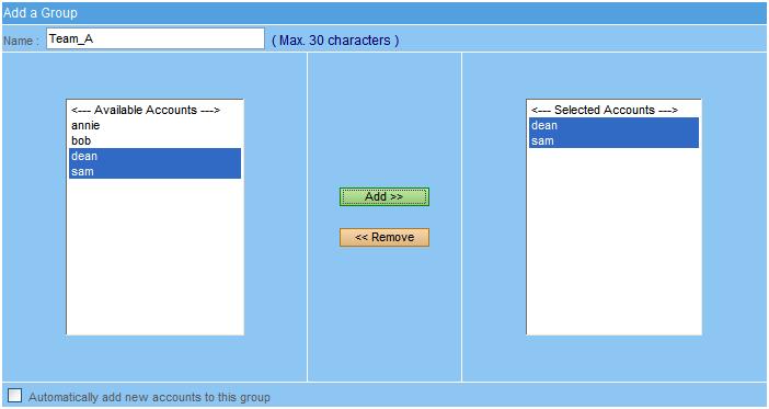 4.2.3 Group In the path of Mail Management Account Management Group, set as followed: Click