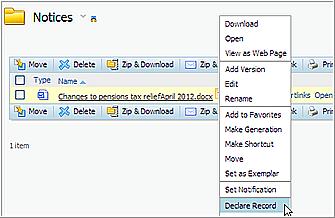 How to declare a record 61 Once you are sure that the latest version should be the official record, change the file s status to record. 62 Note.