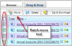 87 If you wish to move more than one file, use the batch move button: 88 To do this: