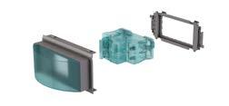 Same system for mounting switches and sockets for: Trunking 93, Modular box 85, Service pole 50, 50 and Furniture