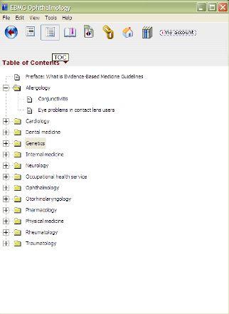 TOC - Takes you to the table of contents which is grouped by specialty. Pocket PC Table of Contents Desktop Table of Contents Index - Takes you to the index.
