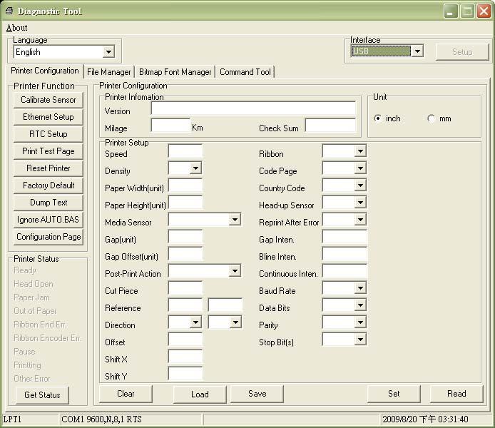4. Diagnostic Tool The Diagnostic Utility toolbox allows users to explore and change printer status and settings.