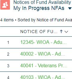 Click on the NFA record name link to access the record details. Click on the NFA name 9.
