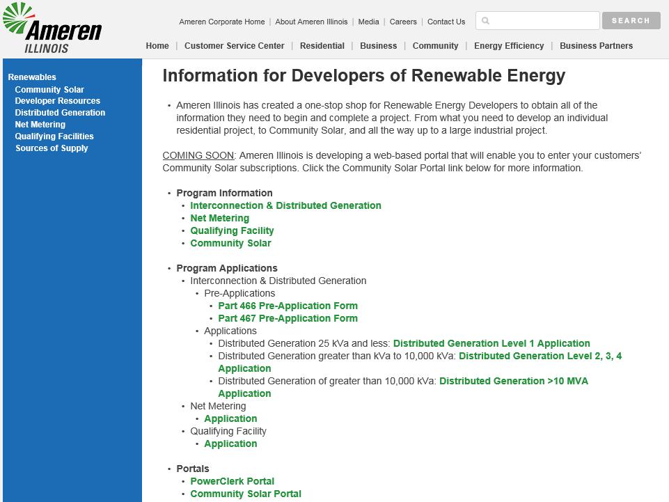 page by selecting the Community Solar Portal Link.