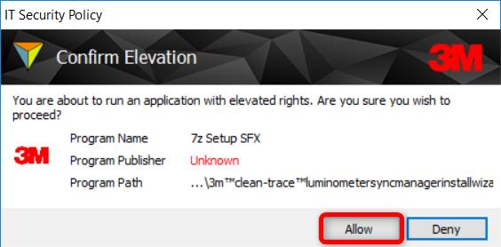 3. If you get the Confirm Elevation window, click Allow, file extraction will start. 4.