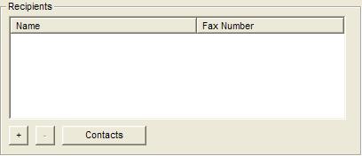 Recipients pane Name (column): Party to whom the fax will be sent. You cannot type in this window.