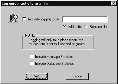 Figure 6. Extended Search Monitor log serer actiity 3. To enable logging, select the Actiate logging to file check box. 4.