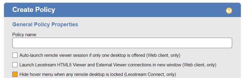 Leostream Connect Administrator s Guide Chapter 4: Leostream Connect Policy Settings Connection Broker policy settings allow you to control the user s experience, including: The display names for the