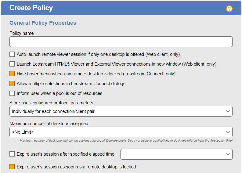 Chapter 4: Leostream Connect Policy Settings If you do not specify an expiration time for the user s session, the Connection Broker automatically expires the session after two days.