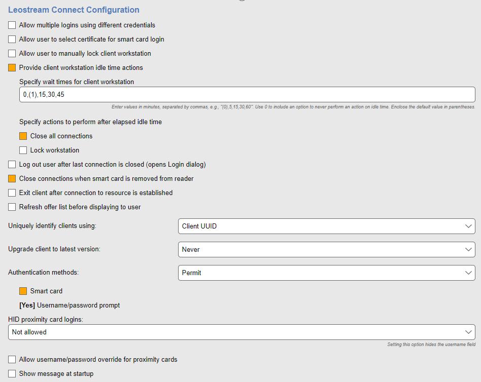 Leostream Connect Administrator s Guide The options in this section are as follows: Allow multiple logins using different credentials: (Applies to the Windows version of Leostream Connect, only.
