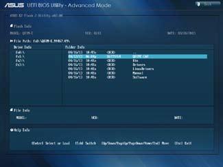 2.1.2 ASUS EZ Flash 2 The ASUS EZ Flash 2 feature allows you to update the BIOS without using an OS based utility.