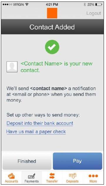 In both cases, the remaining steps will vary depending on whether or not the contact entered is already a registered Popmoney user.