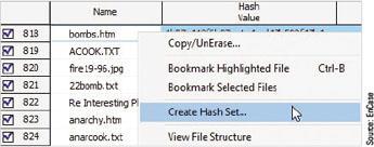 Creating Hash Sets Select the files to be included in the hash set, rightclick and