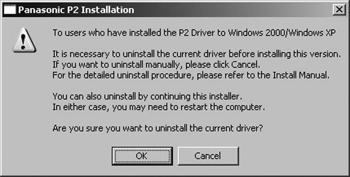 4 (Users with a P2 driver version prior to 1.07.0048 already installed in Windows 2000/Windows XP Professional) The box shown in Figure 5 is displayed.