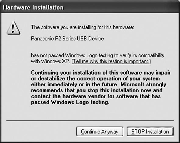 11 For Windows 2000/Windows XP Professional, The message window shown in Figure 12 may appear.