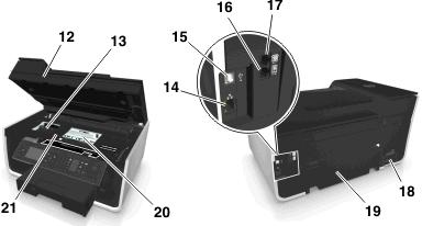 About your printer 11 Use the To 12 Scanner unit Access the ink cartridges. 13 Ink cartridge access area Install, replace, or remove the ink cartridges.