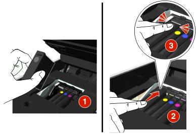 Insert the new ink cartridges immediately after removing the protective cap to avoid exposing the ink to air. 3 Close the printer.