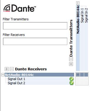 Refer to the Dante Controller User Guide for details on operation.