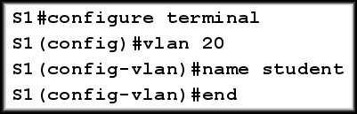 vlan name S1(config-vlan)# vlan)#end CCNA3-25 Chapter