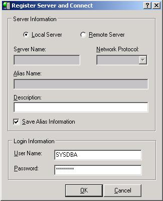 Chapter 1: InterBase 6 3. In the Register Server and Connect window that is displayed: a. At User Name, enter SYSDBA. b. At Password, enter masterkey. c. Click OK.