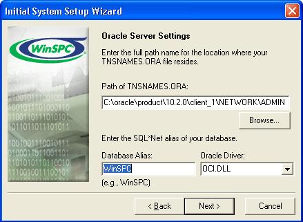 Chapter 5: Oracle 10g 13. On the Oracle Server Settings screen: a. At Path of TNSNAMES.ORA, accept the default location. b.