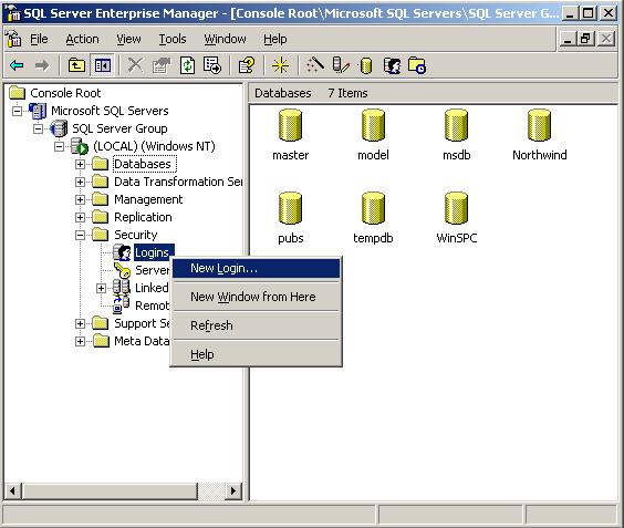 Chapter 2: Microsoft SQL Server 2000 Create a Server Login 1.