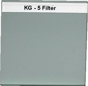 104 51 OC-0910 Filter KG5, 50 x 50 x 3 mm This coloured glass filter has a size of 50x50 mm and a thickness of 3 mm and is used to block the near infrared radiation above 700 nm and