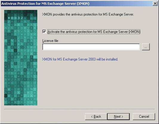 Installation If you are running any previous version of the NOD32 for Exchange Server, please uninstall it before the installation of the NOD32 for Exchange Server 2.