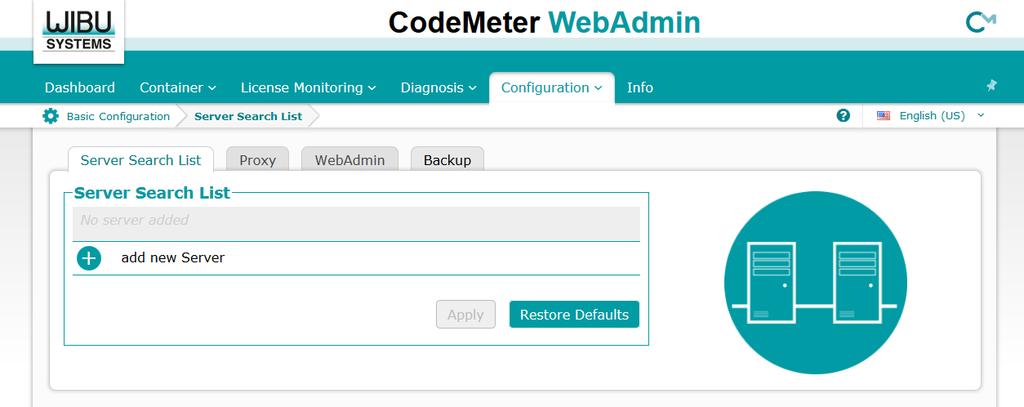 Select Set Server Name, and CodeMeter WebAdmin will open in your web browser: Select
