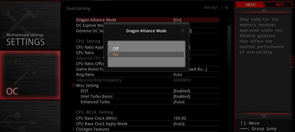 P. 19 Overclock i9-9900k to 5GHz & memory to 4000MHz MSI exclusive Dragon Alliance Mode can push your memory higher than XMP frequency. 7.