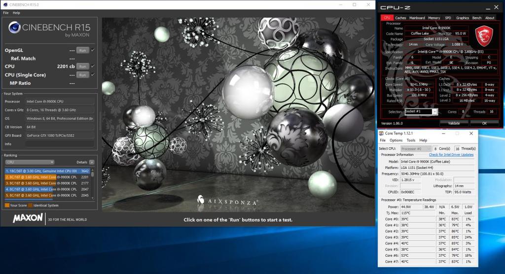 P. 23 Stability test for your overclocked system Cinebench R15 performance scaling for 9000 series processors Here is the Cinebench R15 performance scaling for i9-9900k, i7-9700k and i5-9600k.