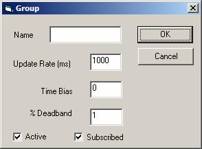 Figure 7 GroupDlg Dialog for creating a group To add this functionality, create a dialog called GroupDlg with the controls shown in figure 7 and initialise them with the values shown.