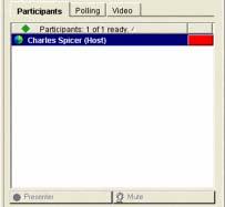 <Polling> allows the presenter to create a questionnaire to poll attendees <Video> displays video images that the presenter sends when a webcam is present <Chat> displays chat messages that