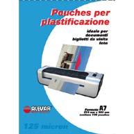 Pouches for laminators A3 pouches for laminators Code: AV 3131/A3 A3 pouches for laminators Dimensions: A3-80 micron High thickness Pack: 100 pouches A7 pouches for laminators Code: AV 3131/A7 A7