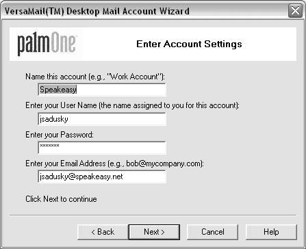 4. Enter a descriptive account name or use the one shown. Enter your email account password. Click Next.