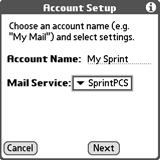 3. Select Accounts, and then select Account Setup. 4. Select New. 5. In the Account Name field, enter a descriptive name. 6. Select the Mail Service pick list, and then select your email provider.