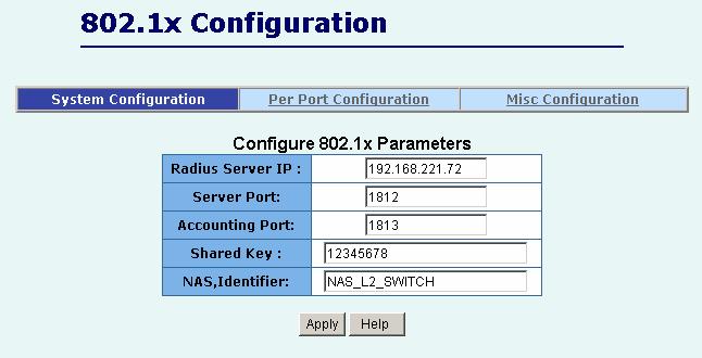 2.5.12 802.1x Configuration System Configuration 802.
