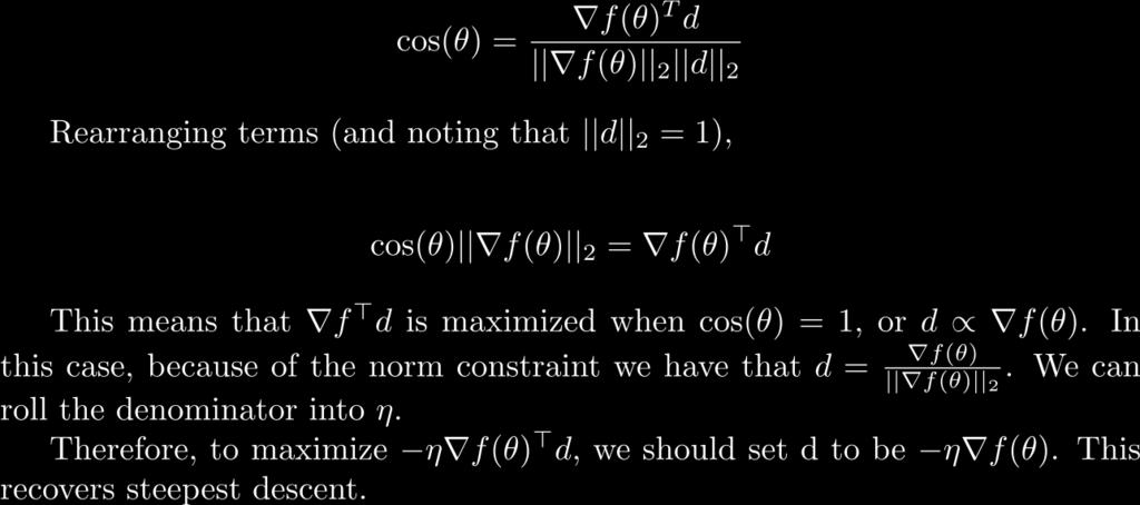 Steepest descent derivation We need to find the value for d that maximizes