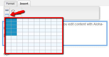 Image 39 Create a table with Aloha Editor After entering content into the cells you can format the text, create links, etc.